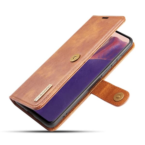 DG.MING 2-in-1 Äkta Läder Plånboksfodral för Samsung Galaxy Note20 - Brun