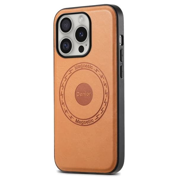 DENIOR A10 Mobilskal till iPhone 16 Pro Max Äkta Läder Khaki