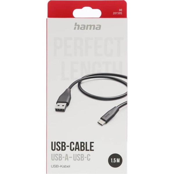 HAMA USB-A - USB-C latauskaapeli 1,5 m - Musta Black
