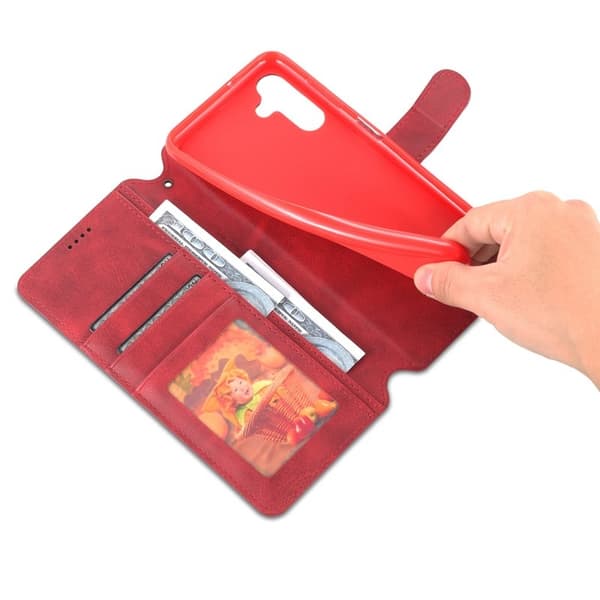 AZNS Book Stand Samsung Galaxy A13 Plånboksfodral Konstläder - Röd