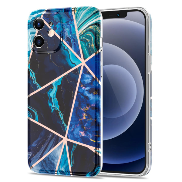 BOOM - Grid cover til iPhone 12 Mini - Blå Marmor Blue