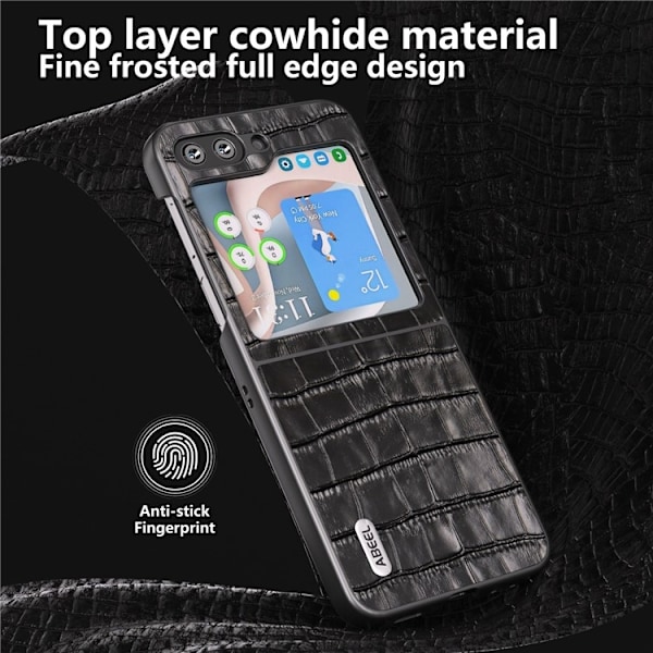 ABEEL Galaxy Z Flip 5 Mobilskal Crocodile Texture - Svart Svart