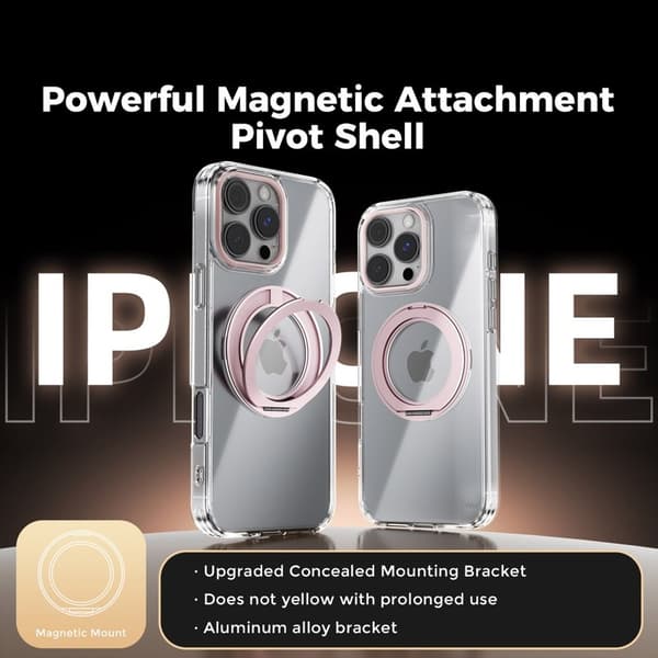 ABEEL Q-LUCK Mobilskal till iPhone 16 Pro Max Shockproof Kickstand Rosa