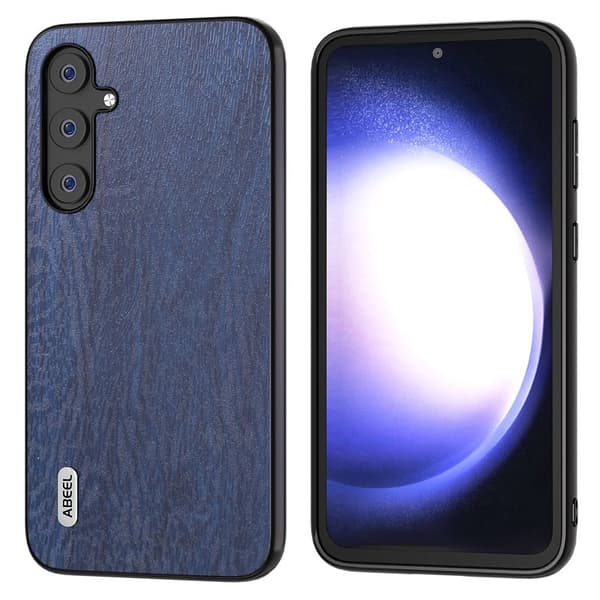 ABEEL Mobilskal till Samsung Galaxy S23 FE i trälook PU Läder Blå