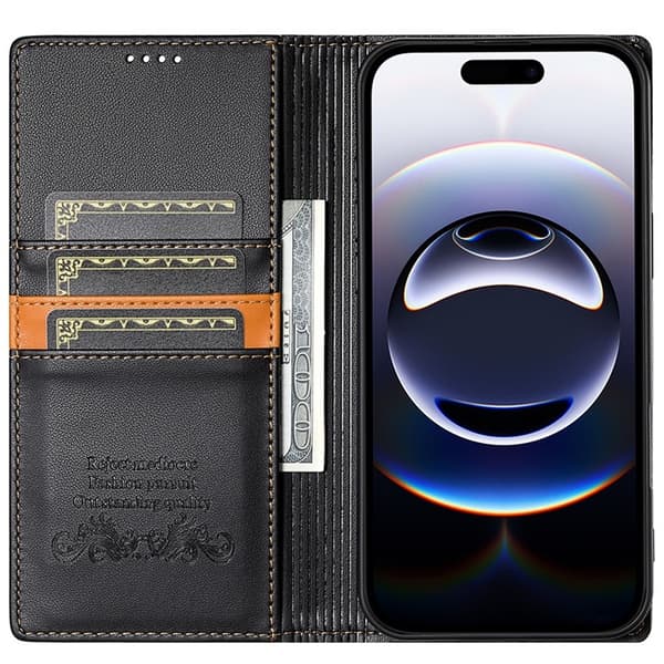 N.BEKUS iPhone Air Konstläder Plånboksfodral RFID-Skydd P3 - Svart Svart
