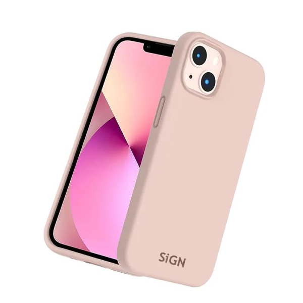 SIGN iPhone 14 Case nestemäinen silikoni - Hiekanpunainen