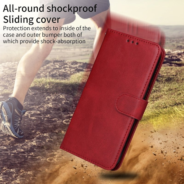 Samsung Galaxy S26 Edge Plånboksfodral Konstläder Folio Flip - Röd