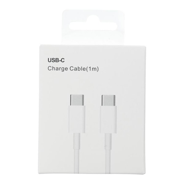 USB-C til USB-C kabel 1m 60W HD-boks - hvid Vit