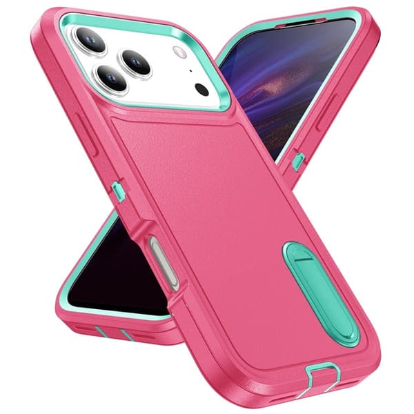Mobilskal till iPhone 17 Pro Max Med Kickstand Silikon - Rosa/Ljusgrön Svart