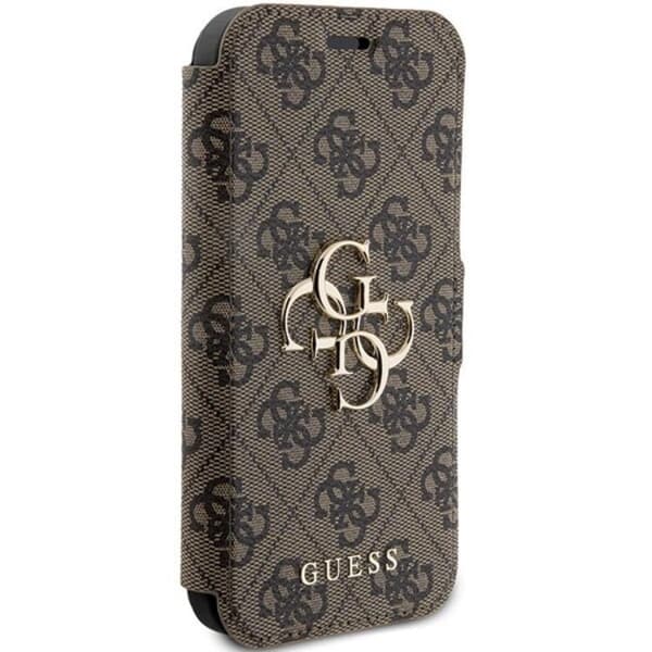 Guess iPhone 15 Pro Plånboksfodral Metall Logo - Brun Brun