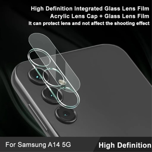 IMAK Galaxy A14 5G/4G -kameran linssin suojus karkaistua lasia - läpinäkyvä