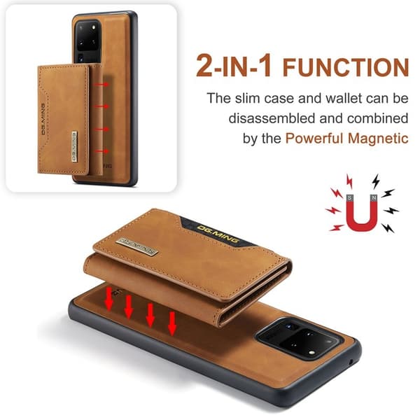 DG.MING M2 Tri-Fold Wallet Mobilskal för Samsung Galaxy S20 Ultra - Brun