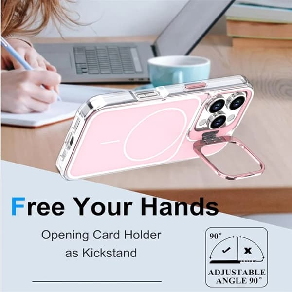 Mobilskal till iPhone 16 Pro MagSafe Lens Kickstand med Handrem - Rosa Rosa
