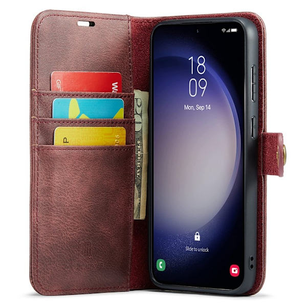 DG.MING Samsung Galaxy S25+ Plånboksfodral Äkta läderRöd