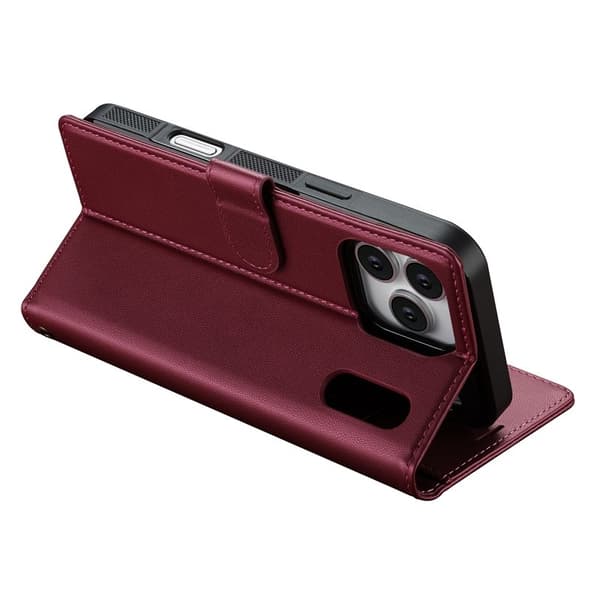 LC.IMEEKE L2 Series iPhone 17 Pro Plånboksfodral Konstläder - Röd