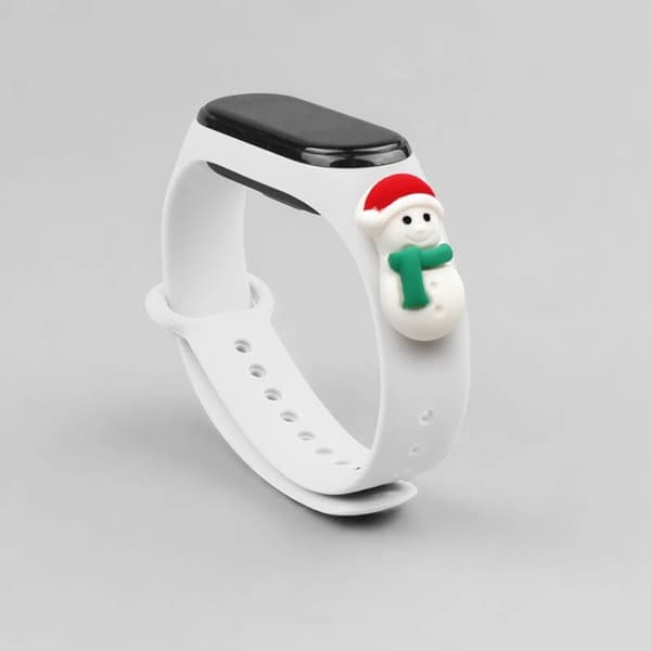 Xiaomi Mi Band 3/4 Silikon Strap Xmas Snowman 1- Vit Vit