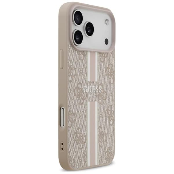 Guess telefontaske til iPhone 17 Pro Max MagSafe 4G trykte striber - lyserød Rosa