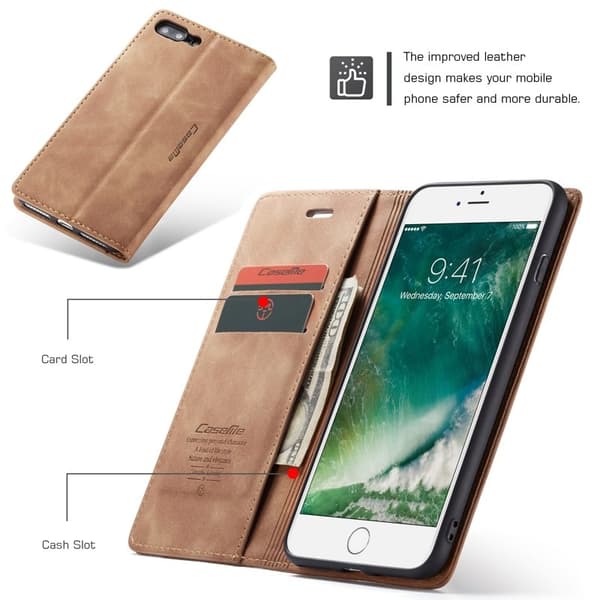CASEME 013 Auto-absorberande Plånboksfodral Konstläder Khaki