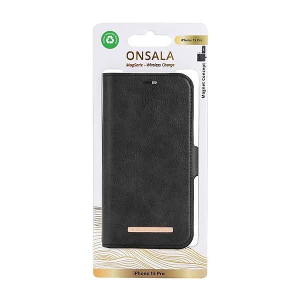 Onsala iPhone 15 Pro -lompakkokotelo Magsafe Eco - Musta Black