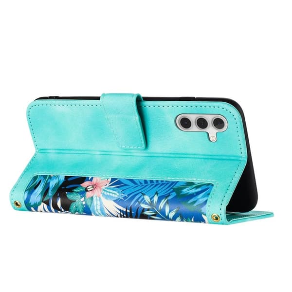 Mobilskal till Samsung Galaxy S26 Plus PU Läder Blommönster - Grön