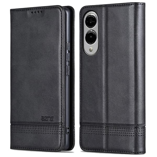 AZNS Samsung Galaxy S25 Edge Plånboksfodral Konstläder - Svart