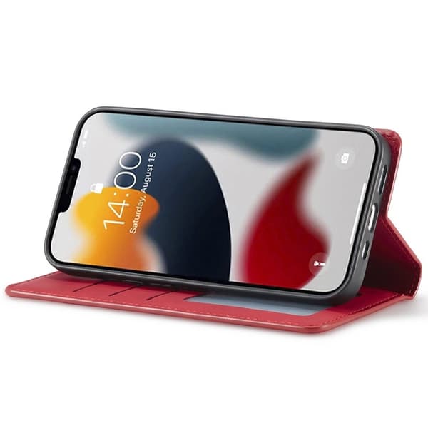 FORWENW iPhone 15 Pro Plånboksfodral i Konstläder - Röd