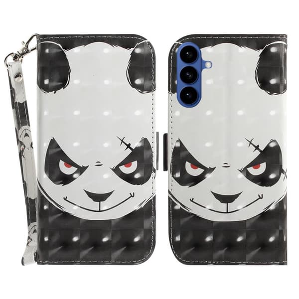 Plånboksfodral för Samsung Galaxy S26 Plus Mönstertryckt Konstläder Angry Panda