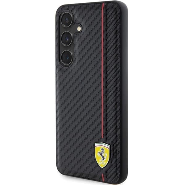 Ferrari telefontaske til Galaxy S24 Plus Carbon Printed Line - Sort Black