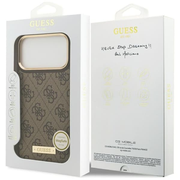 Guess Mobilskal till iPhone 17 Pro Max MagSafe 4G Logo Plate - Brun Brun