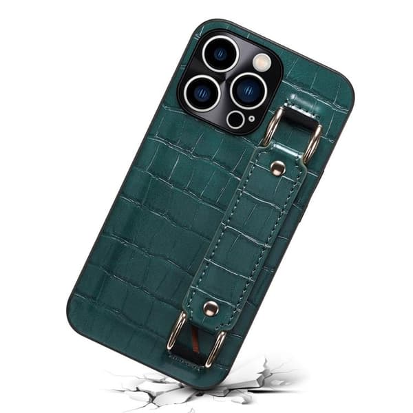 iPhone 14 Pro Max Skal Korthållare Crocodile - Grön Grön