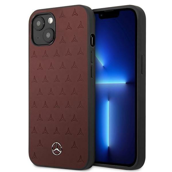 Mercedes Läder Stars Pattern Skal iPhone 13 Mini - Röd Red