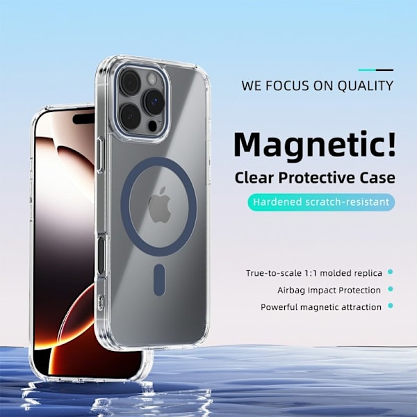 ABEEL Mobilskal till iPhone 16 Pro Max MagSafe Anti Scratch Klar Blå