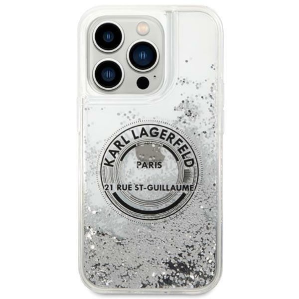 Karl Lagerfeld iPhone 14 Pro Skal Liquid Glitter RSG - Sølv