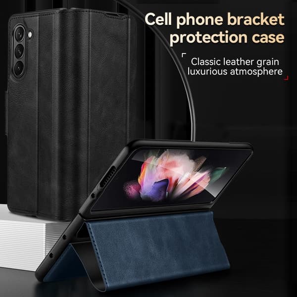 SULADA Mobilskal till Galaxy Z Fold5 5G PU Läder Stöd Svart