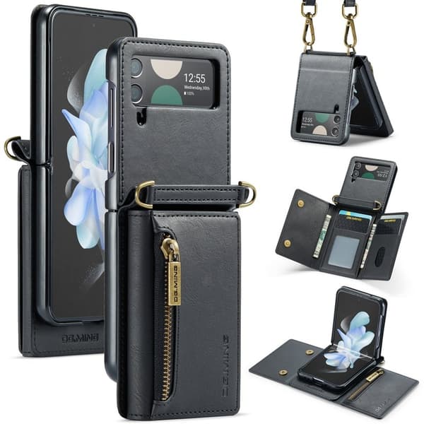 DG.MING Samsung Galaxy Z Flip4 Plånboksfodral RFID-Skydd Svart