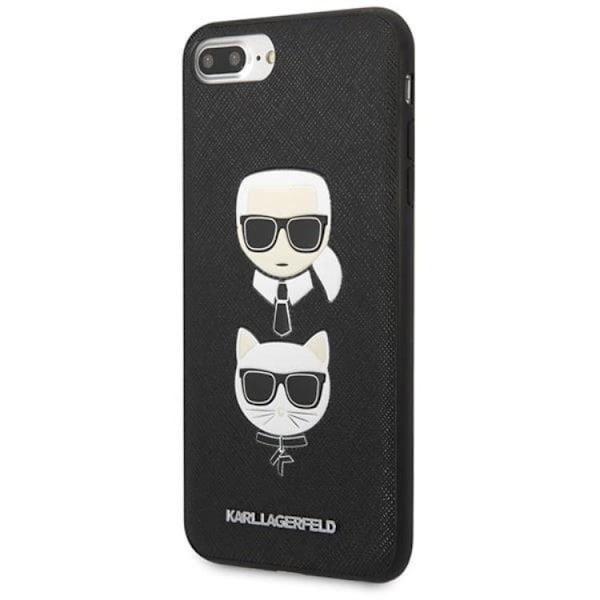 Karl Lagerfeld iPhone 7/8 Plus Skal Saffiano Ikonik Karl & Choupette Head Svart