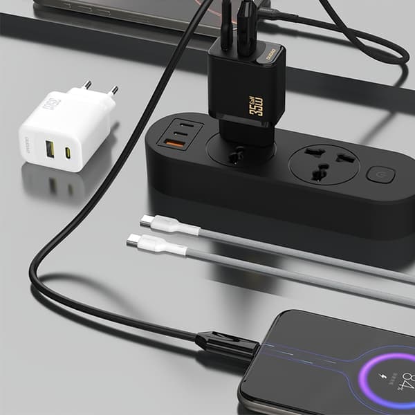 Dudao Snabbladdare USB-C USB-A PD 35W GaN med USB-C Kabel A27MaxCEU - Vit Vit