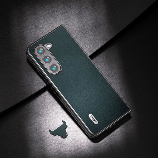 ABEEL Galaxy Z Fold 5 mobilcover Ægte ko læder - Grøn