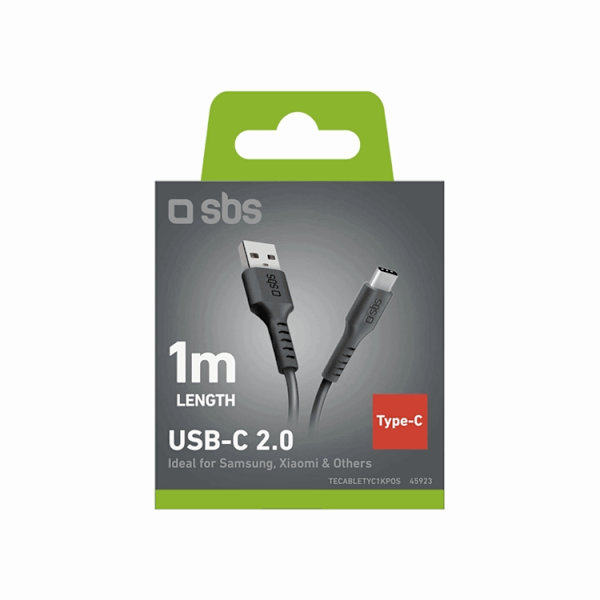 SBS USB-A - USB-C Kabel 1m - Svart Svart
