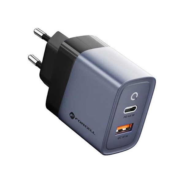 Forcell F-Energy Väggladdare GaN 45W 1xUSB-C 1xUSB-A 4A PD QC 4.0