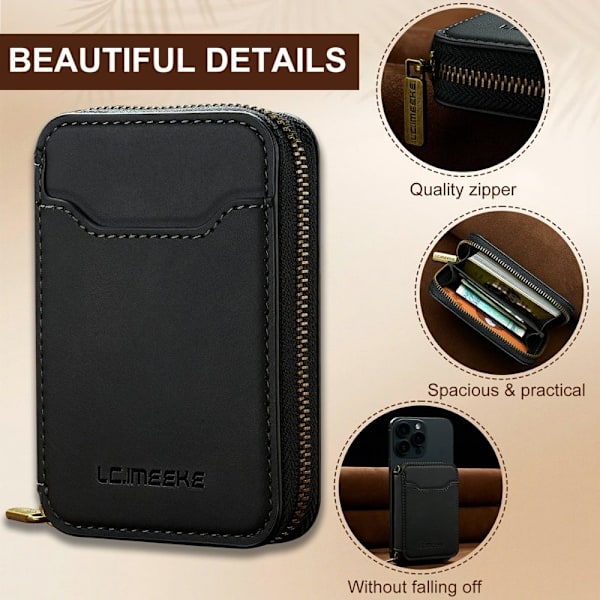 LC.IMEEKE L6 Plånboksfodral RFID Blocking Konstläder - Svart Svart