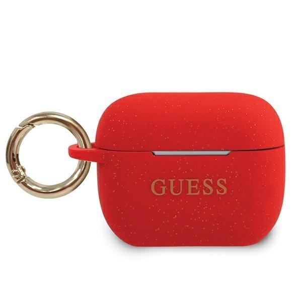 Guess Cover AirPods Pro Silicone Glitter - punainen Red