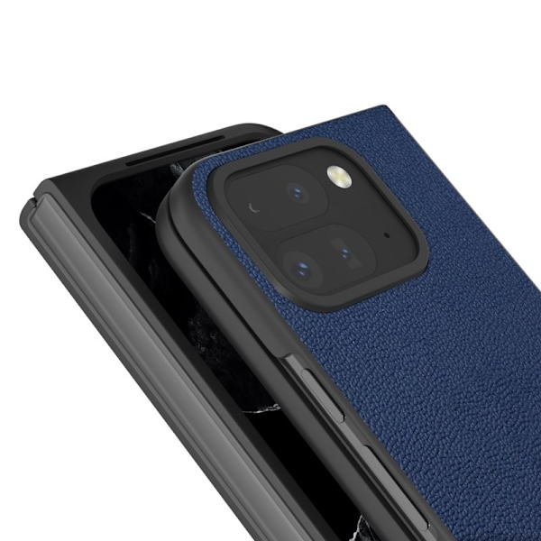 ABEEL Mobilskal till Google Pixel 9 Pro Fold 5G Äkta Läder + PC - Blå