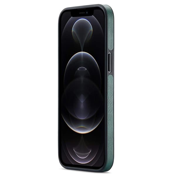 DG.MING Mobilskal till iPhone 12 Pro Max Logo View Grön PU Läder+PC+TPU