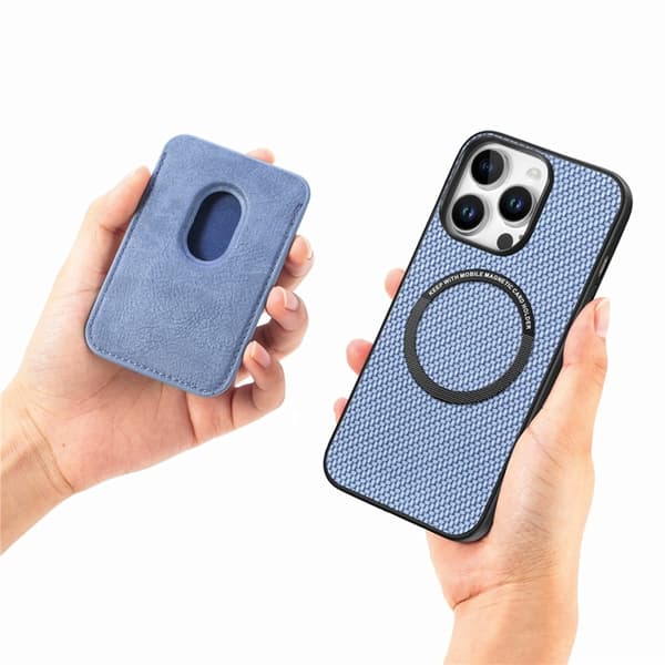 Mobilskal till iPhone 16 Pro Max korthållare Carbon Fiber - Blå Blå