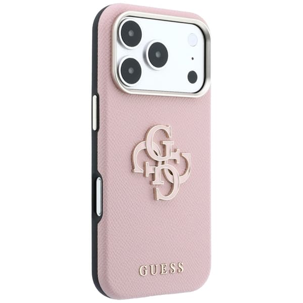 Guess Mobilskal För iPhone 18 Pro Max/17 Pro Max Grained & Big Resin Logo - Rosa Rosa