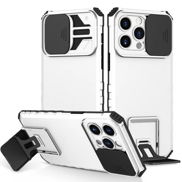 iPhone 15 Pro Max -matkapuhelimen suojus ja kuvauskameran suojus - valkoinen