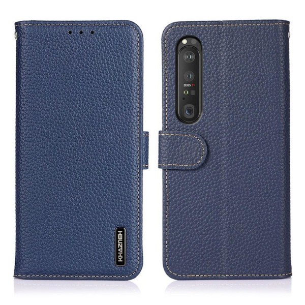 KHAZNEH - Aito nahkainen lompakkokotelo Sony Xperia 1 III - Sininen Blue