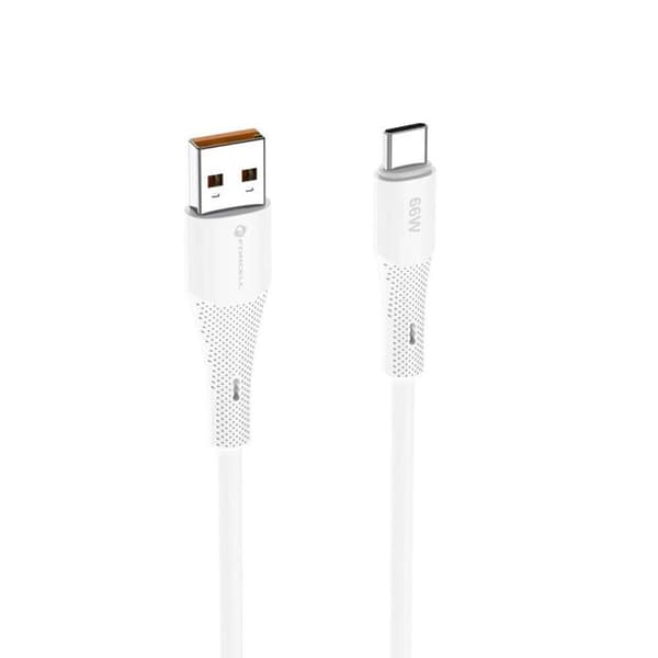 FORCELL USB-A till USB-C 66W Kabel 3A 1m QC4.0 Silikon C342 - Vit Vit
