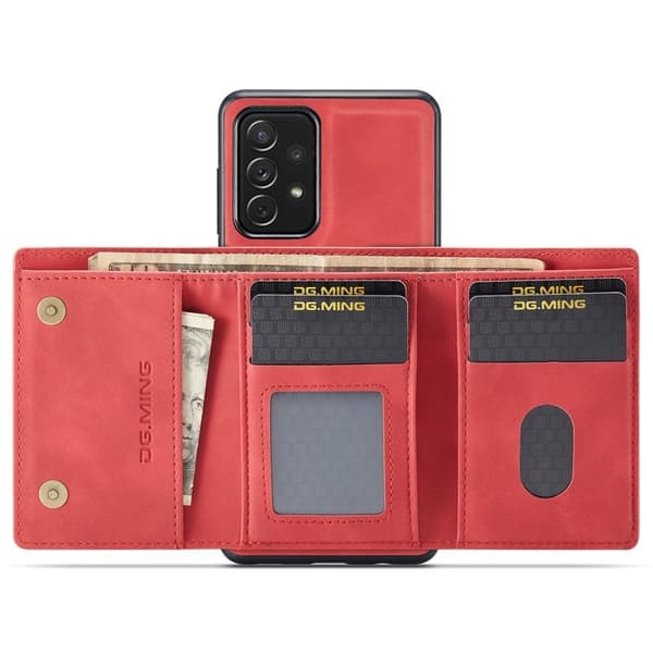 DG.MING 2-in-1 Konstläder Plånboksfodral Röd för Samsung Galaxy A33 5G